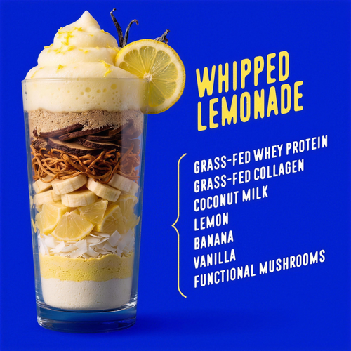 Whipped Lemonade smoothie in glass with ingredient layers
